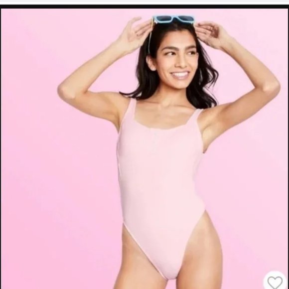 Stoney Clover Lane Other - Stoney Clover X Target Cheeky High-Leg One Piece Pink Ribbed Bathing Sui…